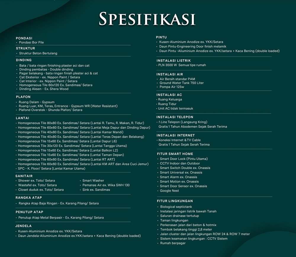 new park avenue spesifikasi